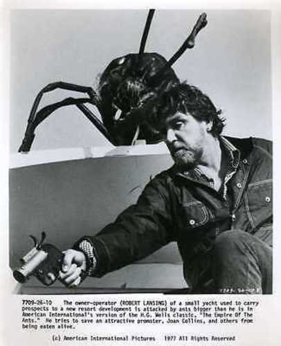 Robert Lansing, as the captain of the boat that ferried the people to the ant-infested island, sets fire to it as the ants begin overriding