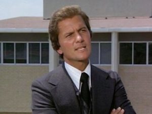 Pat Boone as the father of a … problem child, whom he's thinking of enrolling in The Academy.