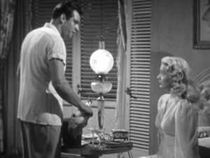 Barney Chavel (Raymond Burr) with his new wife Dina Van Gelder (Barbara Payton)