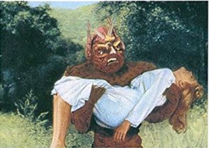 The mutant carrying away the young girl towards the end of Day The World Ended